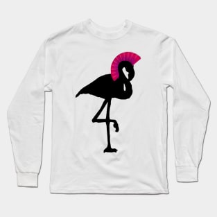 Flamingo Old Punk Rocker Mohawk Hairstyle Long Sleeve T-Shirt